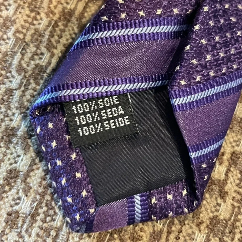 Gladson Men's Silk Tie Purple Stripe Repp Pattern‎ Designer Necktie Made in USA